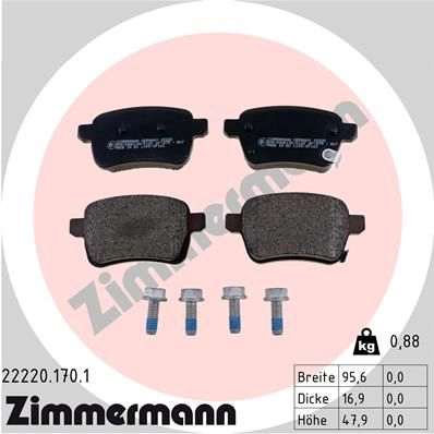 Тормозные колодки комплект ZIMMERMANN 22 220 3QH9WS 1193701060 222201701 изображение 0