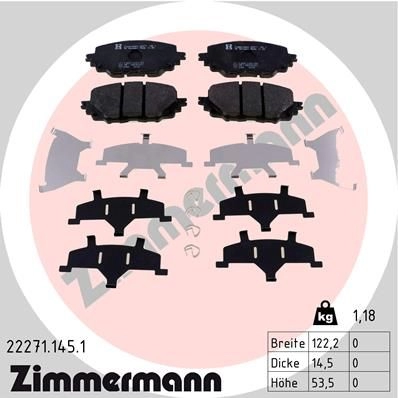 Тормозные колодки комплект ZIMMERMANN RNHGT5C 222711451 1424850116 22 271 изображение 0
