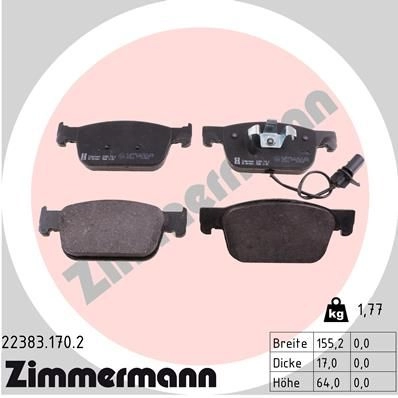 Тормозные колодки комплект ZIMMERMANN 223831702 22384 223 83 1424850119