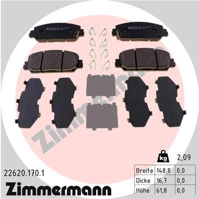 Тормозные колодки комплект ZIMMERMANN 09 CEZ 226201701 1437871419 изображение 0