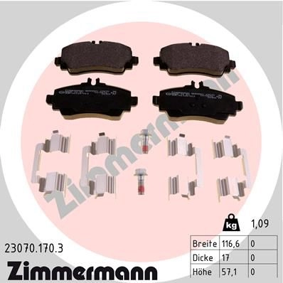Тормозные колодки комплект ZIMMERMANN 905171 BV41SO 23 070 230701703