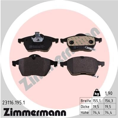 Тормозные колодки комплект ZIMMERMANN 231161951 905186 23116 218 29