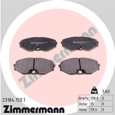 Тормозные колодки комплект ZIMMERMANN 905209 23672 231841501 2 3184