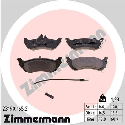 Тормозные колодки комплект ZIMMERMANN 231901652 23 189 905212 23190