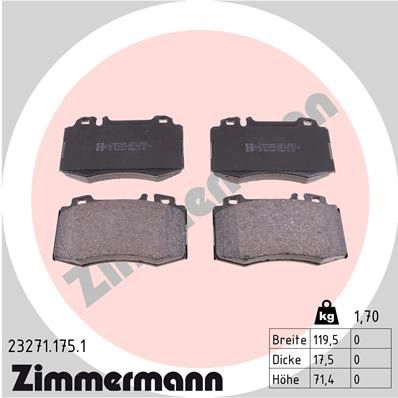 Тормозные колодки комплект ZIMMERMANN 905232 2 3271 2ZPI8O 232711751