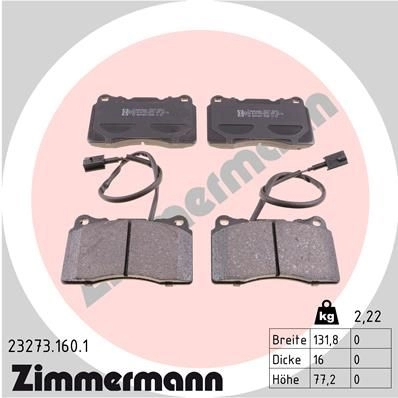 Тормозные колодки комплект ZIMMERMANN 23 092 232731601 905234 24273 изображение 0