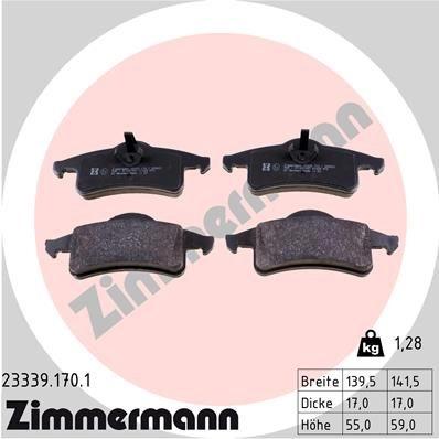 Тормозные колодки комплект ZIMMERMANN 233391701 23339 23 338 905265