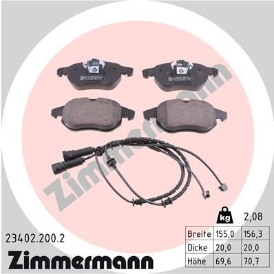 Тормозные колодки дисковые, комплект ZIMMERMANN 23403 905280 23402.200.2 2340 2