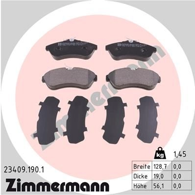 Тормозные колодки комплект ZIMMERMANN 234091901 7V8EWZP 23 409 905285 изображение 0