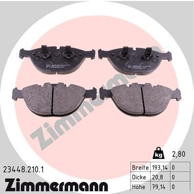 Тормозные колодки комплект ZIMMERMANN 234482101 2344 8 23449 905302 изображение 0