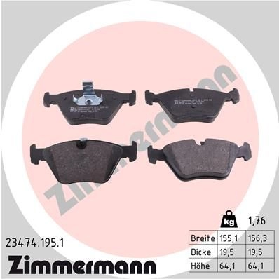 Тормозные колодки комплект ZIMMERMANN 905307 2 1676 23474 234741951