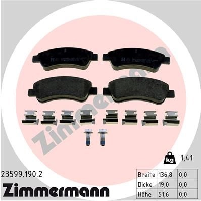Тормозные колодки комплект ZIMMERMANN 235991902 905359 23599 22 954