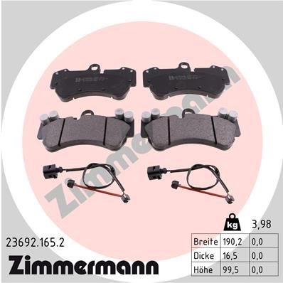 Тормозные колодки дисковые, комплект ZIMMERMANN 905380 23692.165.2 23 692 F42OJI