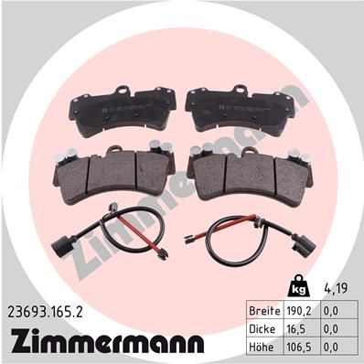 Тормозные колодки комплект ZIMMERMANN 2 3693 236931652 905383 O2YKK изображение 0