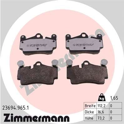 Тормозные колодки комплект ZIMMERMANN 236949651 AW66WL0 2 3694 1424850156