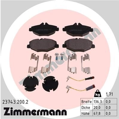 Тормозные колодки комплект ZIMMERMANN 23744 237432002 2 3743 905410