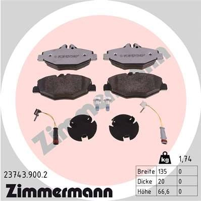 Тормозные колодки комплект ZIMMERMANN 23744 1424850161 23 743 237439002