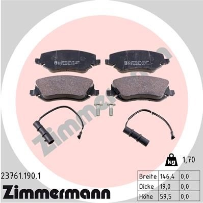 Тормозные колодки комплект ZIMMERMANN 23810 2 3761 237611901 905418