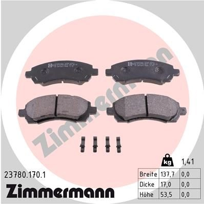 Тормозные колодки комплект ZIMMERMANN 237801701 905426 23781 23 780 изображение 0