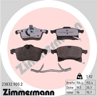 Тормозные колодки комплект ZIMMERMANN 23833 238329002 1424405386 2383 2
