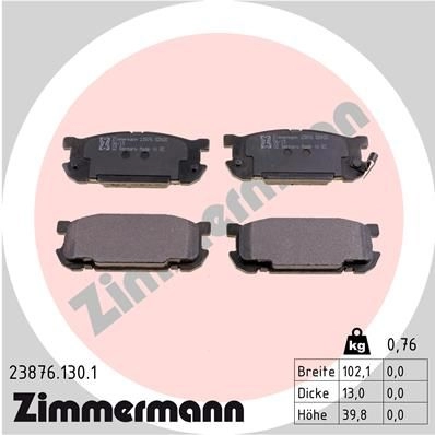 Тормозные колодки комплект ZIMMERMANN 23877 238761301 2 3876 905452