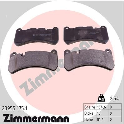 Тормозные колодки комплект ZIMMERMANN 2395 5 239551751 905488 86UHCP4 изображение 0