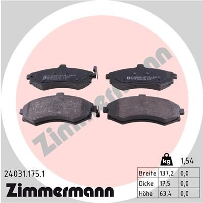 Тормозные колодки комплект ZIMMERMANN 24 031 905518 24032 240311751 изображение 0