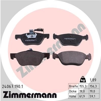 Тормозные колодки комплект ZIMMERMANN 21637 240671901 905526 2163 6