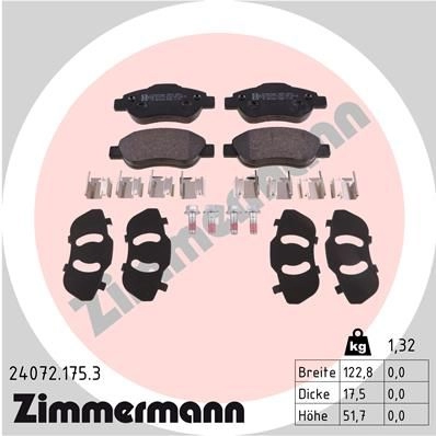 Тормозные колодки комплект ZIMMERMANN 905530 2 4072 BVZ4Z 240721753