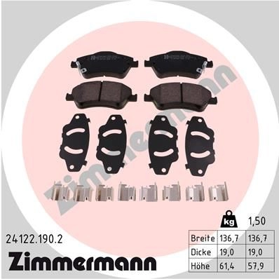 Тормозные колодки комплект ZIMMERMANN 241 21 905548 24122 241221902