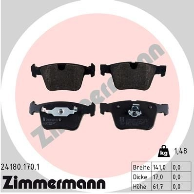 Тормозные колодки дисковые, комплект ZIMMERMANN USXKZO 241 80 1193701928 24180.170.1