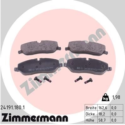 Тормозные колодки комплект ZIMMERMANN VIG0L8V 241911801 905567 24 191 изображение 0