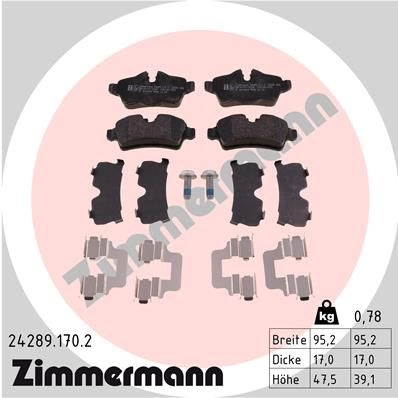 Тормозные колодки комплект ZIMMERMANN 242891702 2428 9 24290 905589 изображение 0