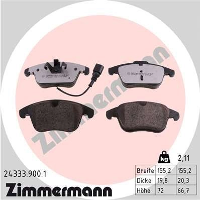 Тормозные колодки комплект ZIMMERMANN 1424405408 243339001 243 32 24333