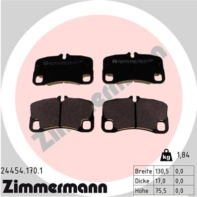 Тормозные колодки комплект ZIMMERMANN OI62PDP 244541701 2445 4 1193702077 изображение 0