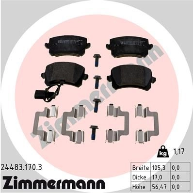 Тормозные колодки комплект ZIMMERMANN 244831703 24483 2218 6 1193702101 изображение 0