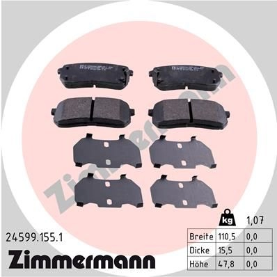 Тормозные колодки комплект ZIMMERMANN 905692 245991551 2 4599 24600