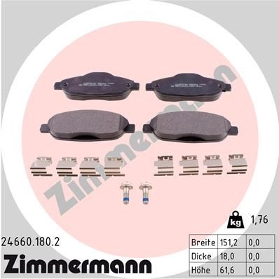 Тормозные колодки комплект ZIMMERMANN 905708 246601802 2 4660 L8UN5S