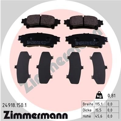 Тормозные колодки комплект ZIMMERMANN 249181501 EYU 3Q50 1437870656 изображение 0