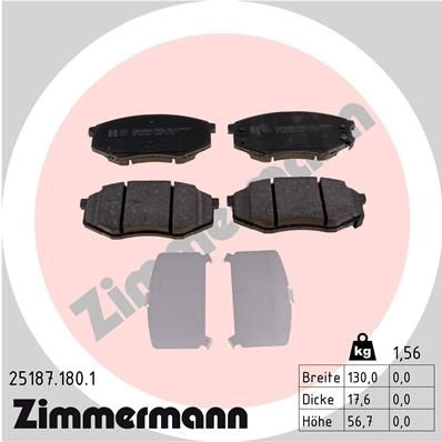 Тормозные колодки комплект ZIMMERMANN 905932 25188 251871801 2518 7