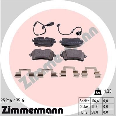 Тормозные колодки комплект ZIMMERMANN 905941 246 06 252141756 25214 изображение 0