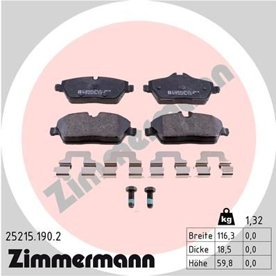 Тормозные колодки комплект ZIMMERMANN 2 5215 25216 905943 252151902 изображение 0