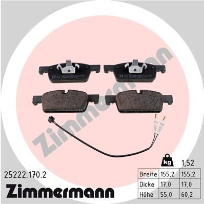 Тормозные колодки комплект ZIMMERMANN 25223 252 22 905946 252221702 изображение 0