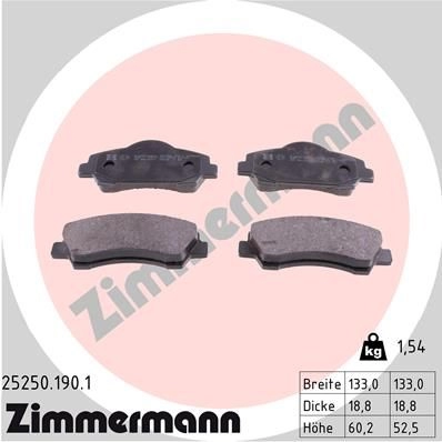 Тормозные колодки комплект ZIMMERMANN 25251 905947 252 50 252501901