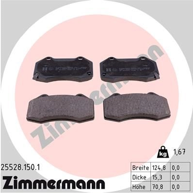 Тормозные колодки комплект ZIMMERMANN 255281501 905967 25528 24 456 изображение 0