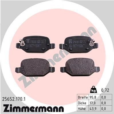 Тормозные колодки комплект ZIMMERMANN 2 5652 25653 256521701 905977 изображение 0