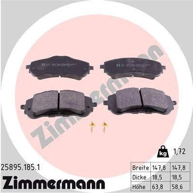 Тормозные колодки комплект ZIMMERMANN 906001 258951851 25896 2 5895