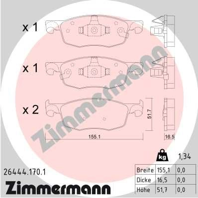 Тормозные колодки комплект ZIMMERMANN 1439902499 264441701 0V1WHH 3 изображение 0