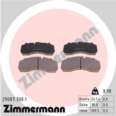 Тормозные колодки комплект ZIMMERMANN ETR7XY 290 87 290873001 906173