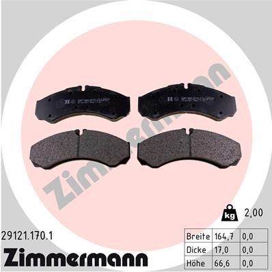 Тормозные колодки комплект ZIMMERMANN 2 9121 291211701 906176 CHO2F7I